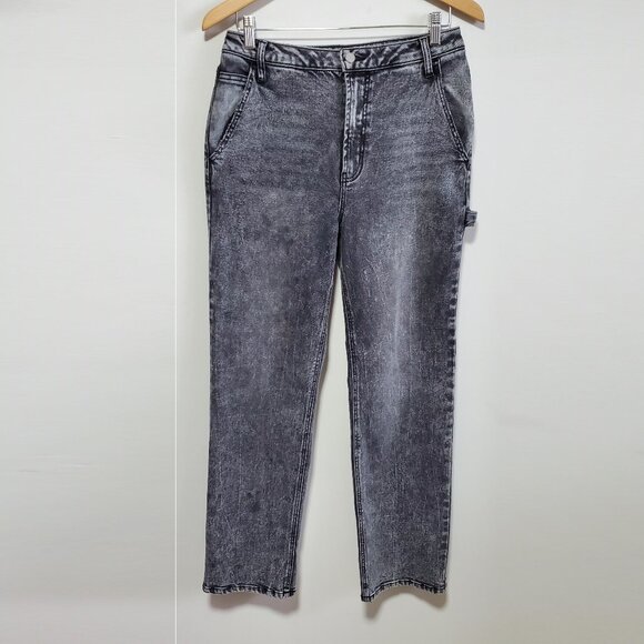 AFRM Fez Straight Leg Carpenter Jeans 30.5" Hi-Rise Utility Acid Wash Women's 28 - Picture 1 of 14